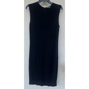 Vince Black Sleeveless Shift Midi Dress Women's Medium Business Career Formal